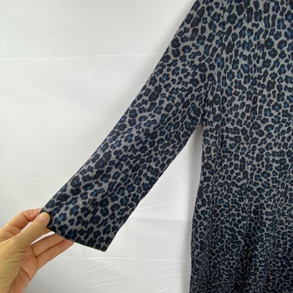 Talbots Womens Sz 16 dress 3/4‎ Sleeve Animal Print A-line knee length grey blue - Picture 4 of 15